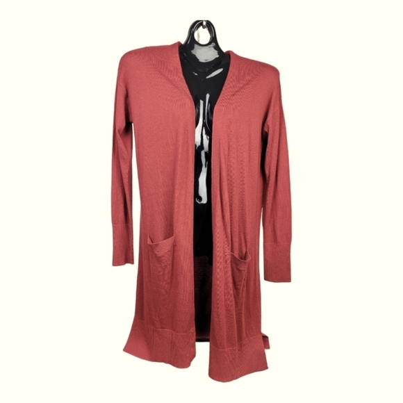 HALOGEN Long Cozy Cardigan in Wine/Burgundy/Merlot‎ - Picture 3 of 8